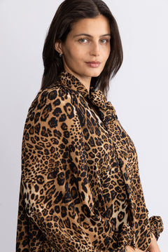 Jofrid Bow Mini Dress - Leopard