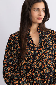 Embla Cord Flower Dress - Black Flower