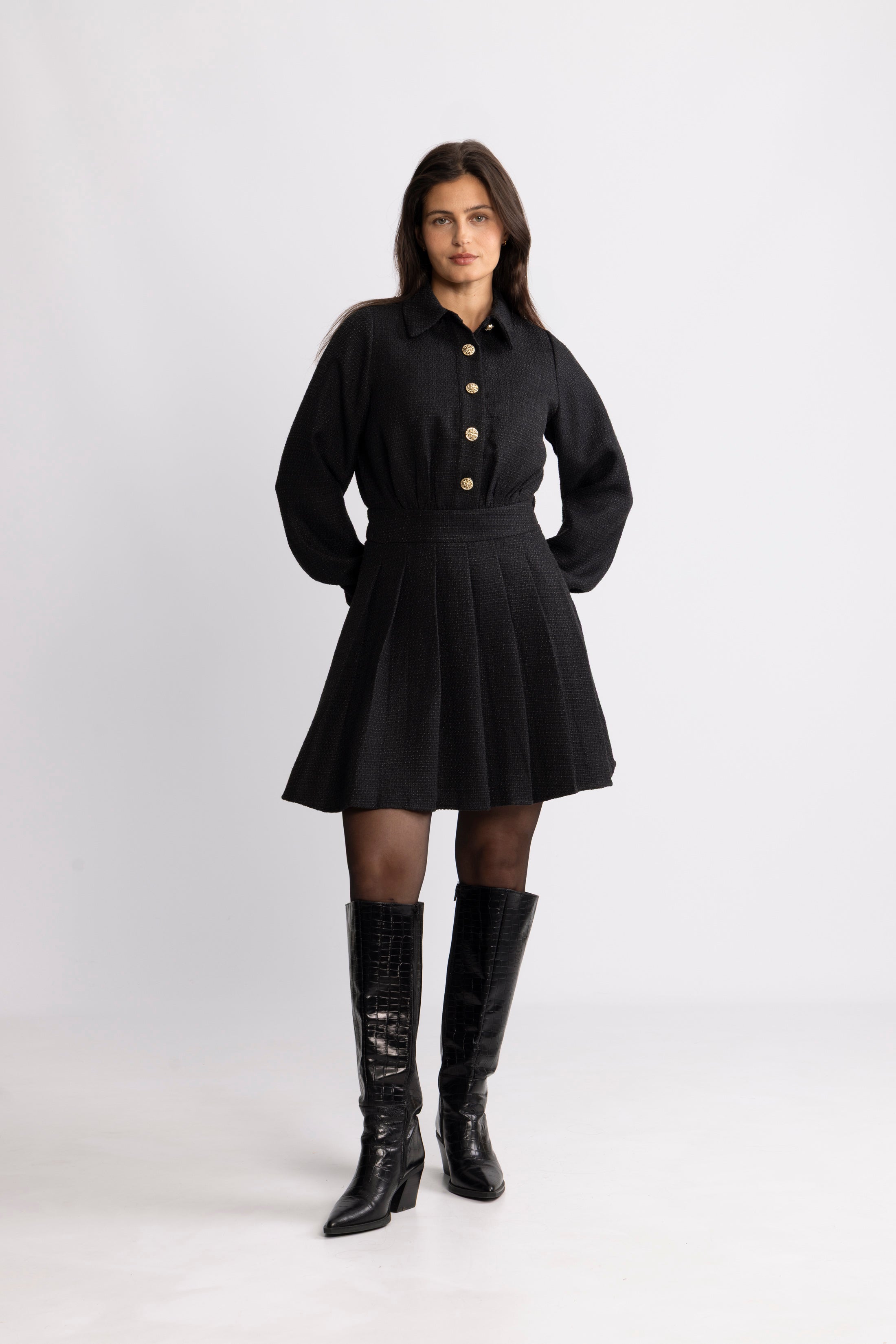 Vinda Boucle Dress - Black