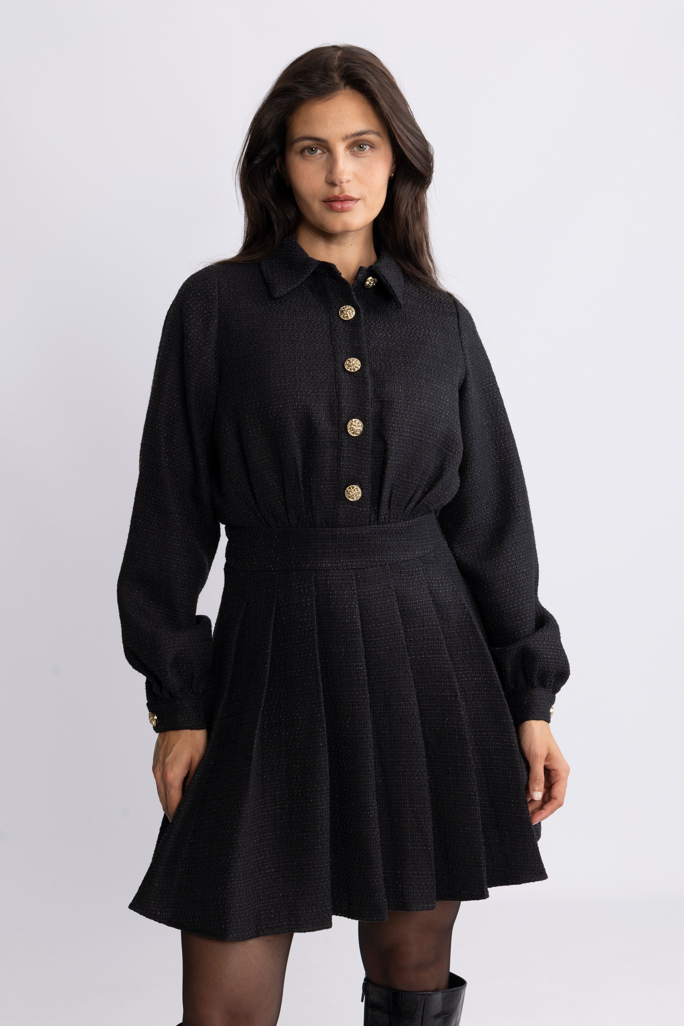 Vinda Boucle Dress - Black
