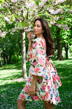 Eva Linen Dress - Pink Peony