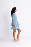 Jade Wave Plisse Dress - Light Blue