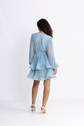Jade Wave Plisse Dress - Light Blue
