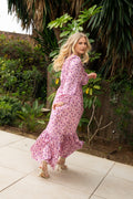 Lana Satin Maxi Dress - Pink Floral