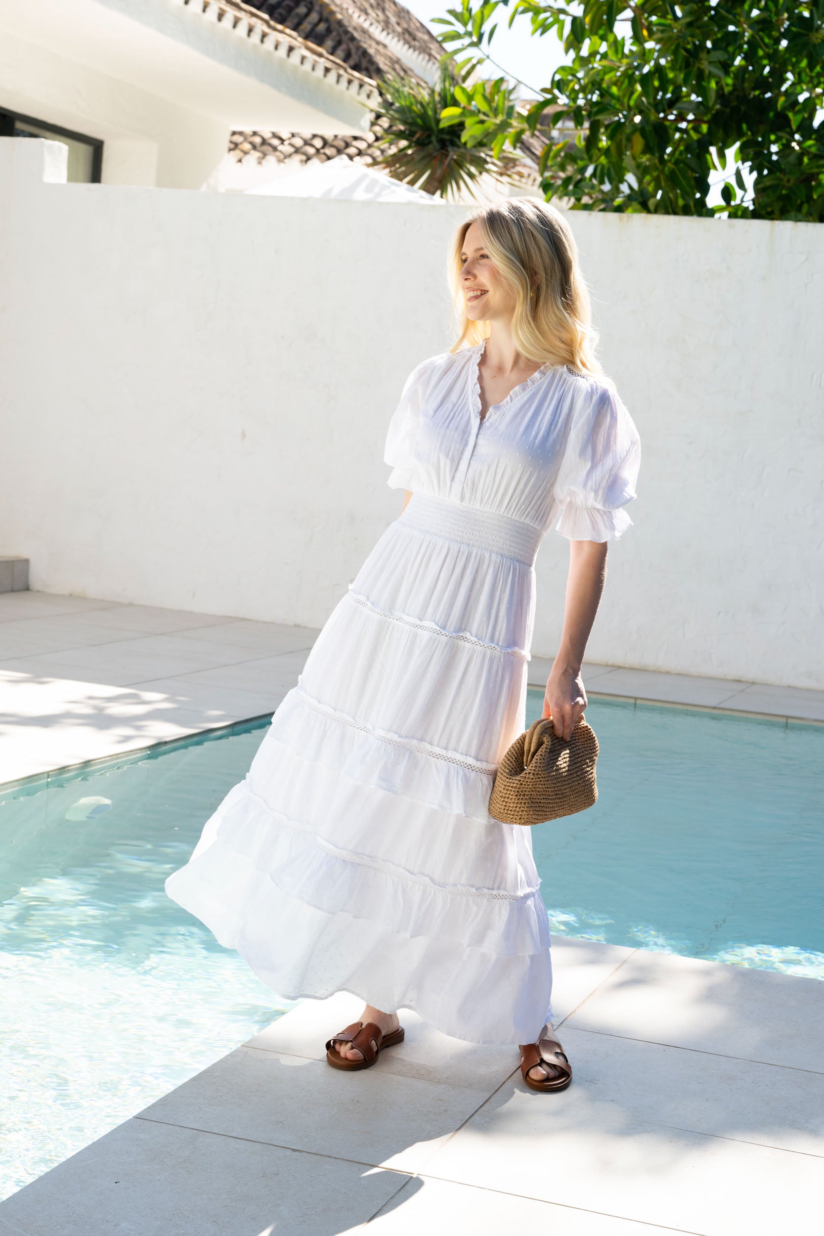 OSMINE af nor - Kjoler - Vera Dobby Dress - White - Villoid