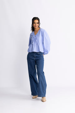 Esra Bow Blouse - Blue