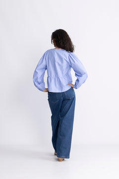 Esra Bow Blouse - Blue