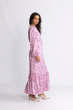 Lana Satin Maxi Dress - Pink Floral