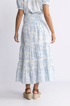Vendla Flower Dobby Skirt - Blue Dobby Flower