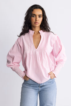 Emma Stripe Blouse - Pink