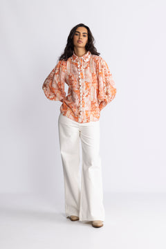 Sibba Patchwork Blouse - Coral