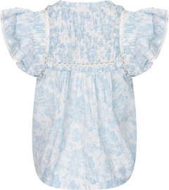 Vår Flower Dobby Top - Blue Dobby Flower
