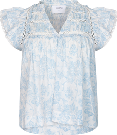 Vår Flower Dobby Top - Blue Dobby Flower