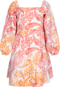 Eva Paisley Linen Dress - Coral Paisley