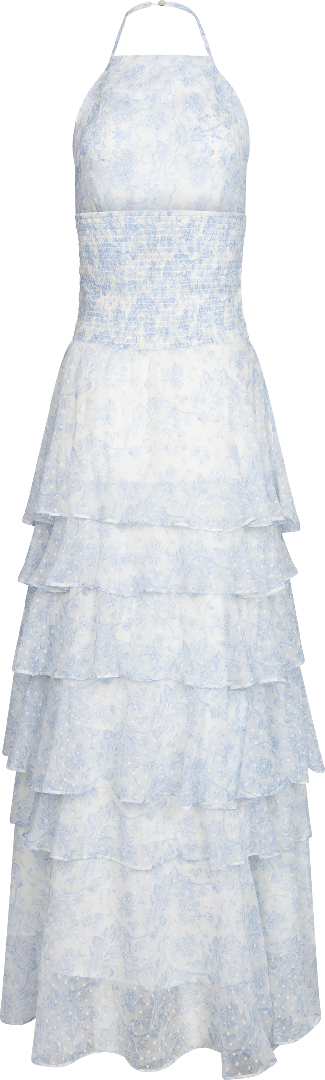 Inga Dobby Flower Dress - Blue Dobby Flower