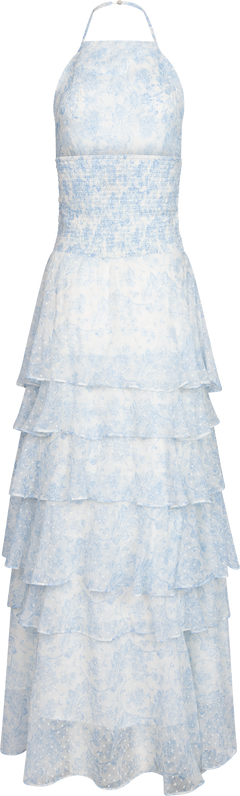 Inga Dobby Flower Dress - Blue Dobby Flower