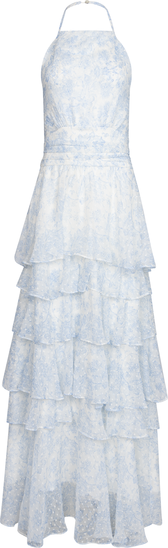 Inga Dobby Flower Dress - Blue Dobby Flower