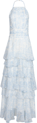 Inga Dobby Flower Dress - Blue Dobby Flower