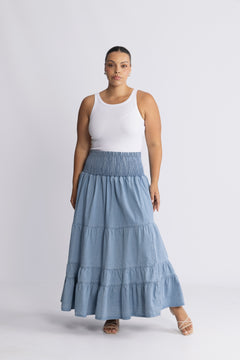 Vendla Denim Maxi Skirt - Blue