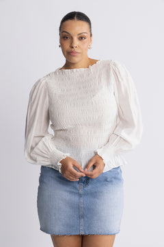 Tiril Smock Top - White
