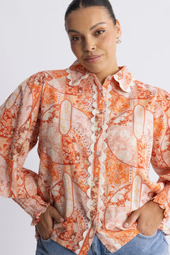 Sibba Patchwork Blouse - Coral