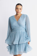 Jade Wave Plisse Dress - Light Blue