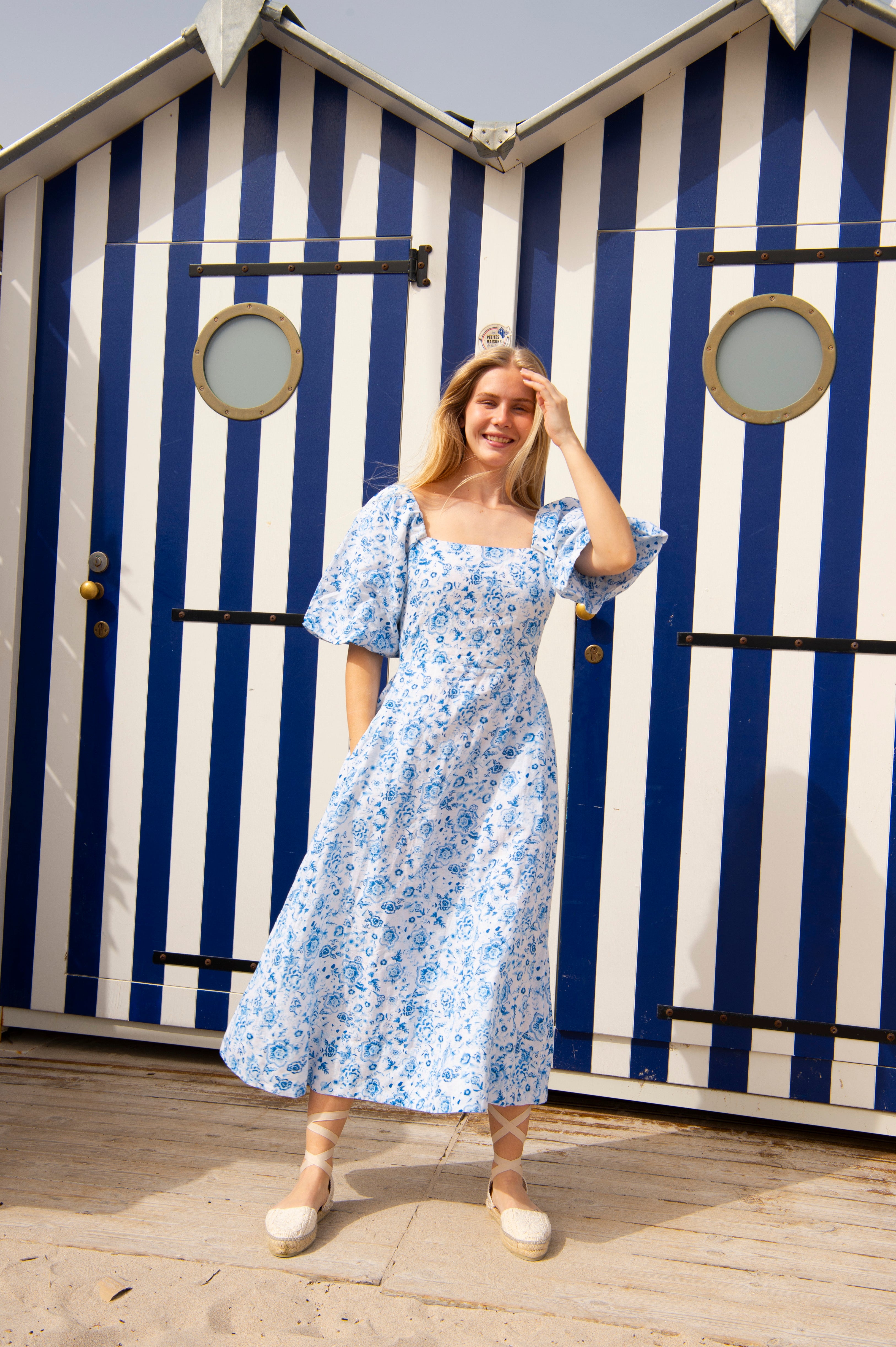 Eva Linen Midi Dress - Blue Glaze