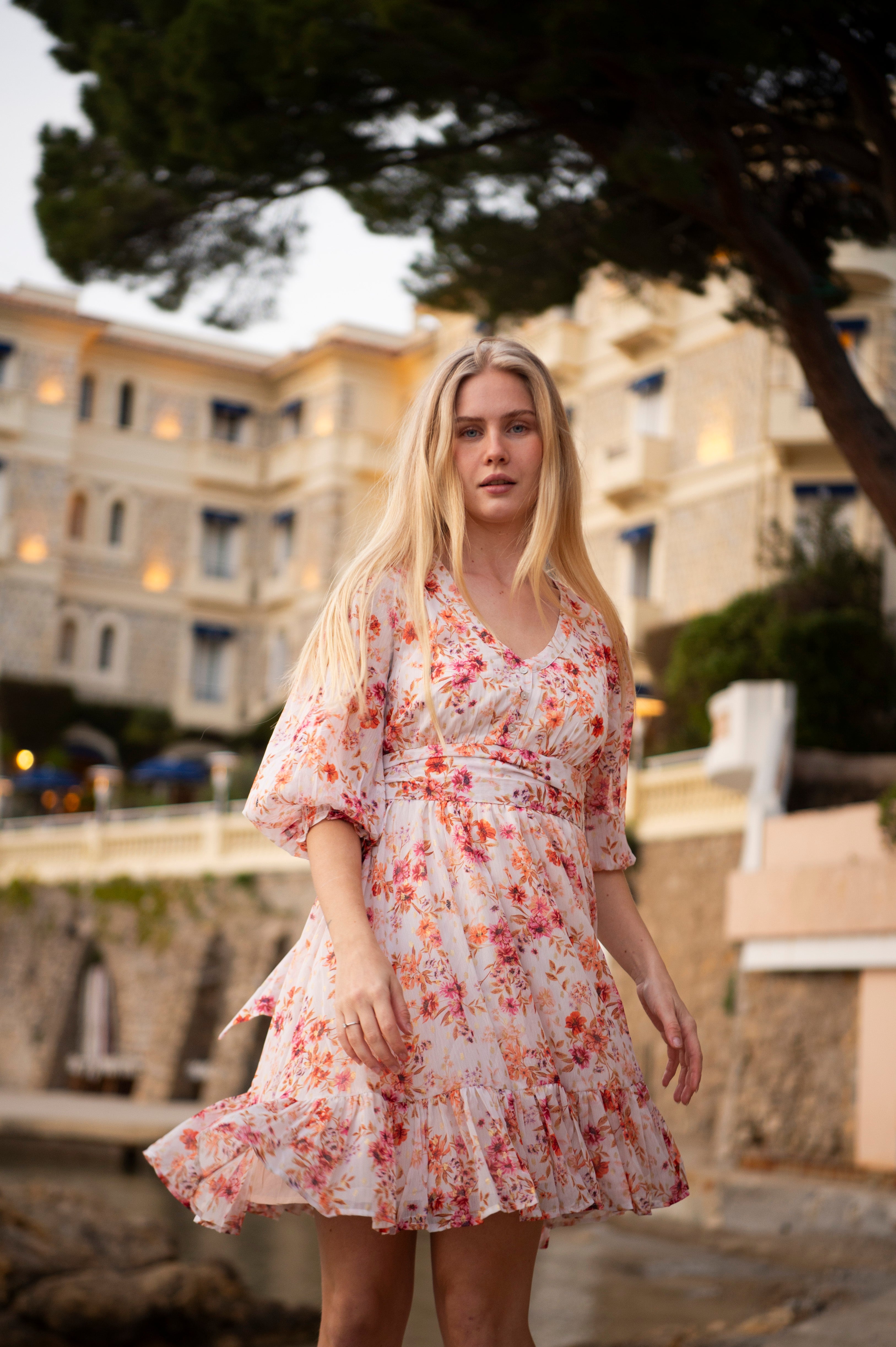 Gyri Golden Flower Short Dress - Indian Summer