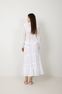Vendla Voile High Smock Skirt - White