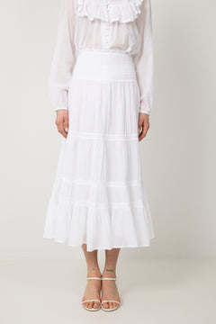 Vendla Voile High Smock Skirt - White