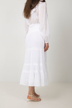 Vendla Voile High Smock Skirt - White