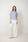 Signy Stripe Emb Blouse - Blue Stripe
