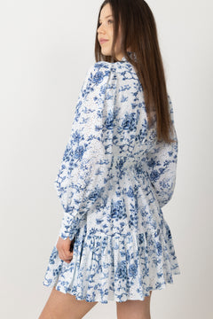Liv Porcelain B Anglaise Dress - Off White/Blue