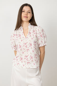 Signy S Flower Dobby Blouse - Pink Dobby
