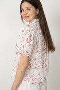 Signy S Flower Dobby Blouse - Pink Dobby