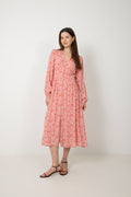 Una Crepe Midi Dress - Light Pink Floral