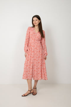 Una Crepe Midi Dress - Light Pink Floral