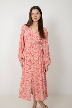 Una Crepe Midi Dress - Light Pink Floral