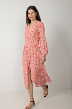 Una Crepe Midi Dress - Light Pink Floral