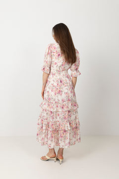 Vera Dreamy Flower Dress - Pink Flower