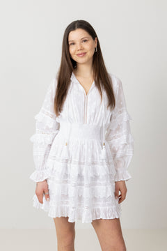 Sol Cotton Voile Dress - White