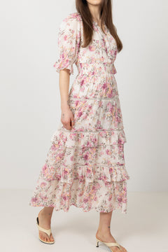 Vera Dreamy Flower Dress - Pink Flower