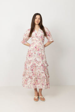 Vera Dreamy Flower Dress - Pink Flower