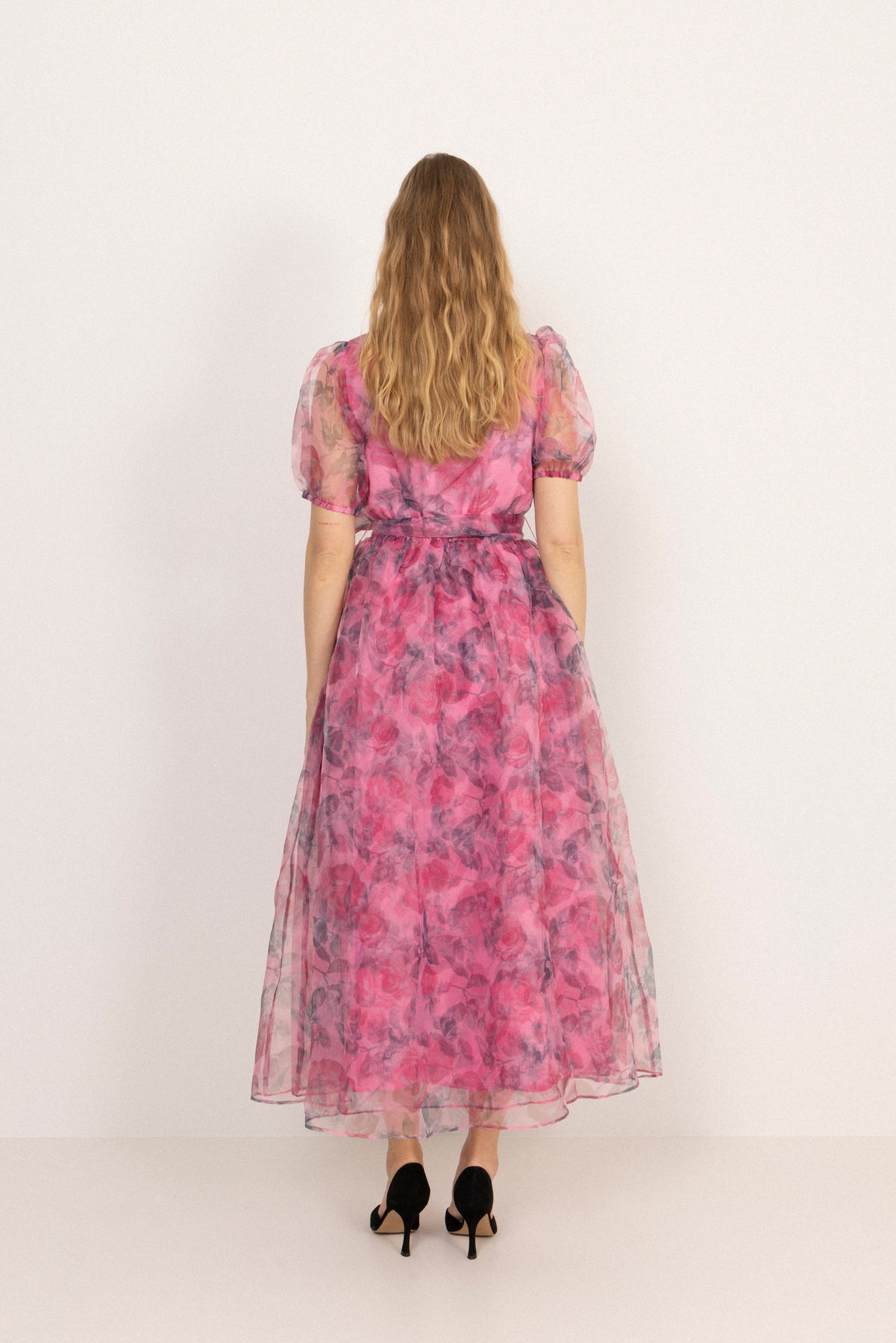 Elsa Flower Organza Maxi Dress - Pink