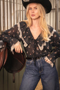 Siri Boho Blouse - Flower Navy