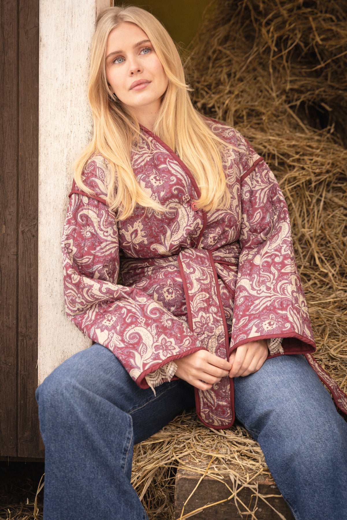 Una Quilted Jacket - Wine Paisley