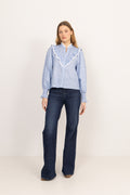 Synne Cotton Flower Blouse - Blue Flower