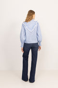 Synne Cotton Flower Blouse - Blue Flower