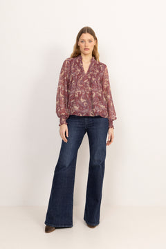 Emma Chiffon B Paisley Blouse - Wine Paisley