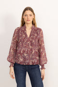 Emma Chiffon B Paisley Blouse - Wine Paisley